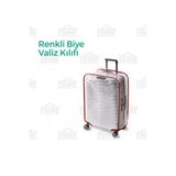 Trink Çanta Şeffaf Valiz Kılıfı Ve Bavul Koruyucu Kılıf Renkli Biye * KIRMIZI *