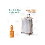 Trink Çanta Şeffaf Valiz Kılıfı Ve Bavul Koruyucu Kılıf Renkli Biye * Turuncu *