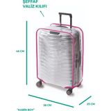 Trink Çanta Şeffaf Valiz Koruycu Kılıfı, Bavul Koruyucu Kılıfı Pembe Biye - * Büyük Boy* (Kabin) - 000Beyaz