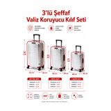 Trink Çanta Şeffaf Valiz Koruyucu Kılıf Ve Bavul Koruyucu Kılıf - 3'l ü SET ( Büyük +Orta + Kabin ) * KIRMIZI *