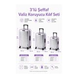 Trink Çanta Şeffaf Valiz Koruyucu Kılıf Ve Bavul Koruyucu Kılıf - 3'l ü SET ( Büyük +Orta + Kabin ) * LİLA *