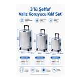 Trink Çanta Şeffaf Valiz Koruyucu Kılıf Ve Bavul Koruyucu Kılıf - 3'l ü SET ( Büyük +Orta + Kabin ) * MAVİ *