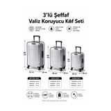 Trink Çanta Şeffaf Valiz Koruyucu Kılıf Ve Bavul Koruyucu Kılıf - 3'l ü SET ( Büyük +Orta + Kabin ) * ŞEFFAF *