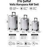 Trink Çanta Şeffaf Valiz Koruyucu Kılıf ve Bavul Koruyucu Kılıf - 3'l Ü Set ( Büyük +Orta + Kabin ) * Siyah Biye *
