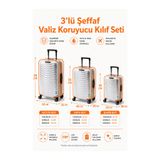 Trink Çanta Şeffaf Valiz Koruyucu Kılıf Ve Bavul Koruyucu Kılıf - 3'l ü SET ( Büyük +Orta + Kabin ) * TURUNCU *