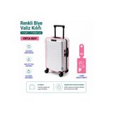 Trink Çanta Şeffaf Valiz Koruyucu Kılıf ve Valiz Etiketi * 1'er ADET * PEMBE - ORTA