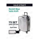 Trink Çanta Şeffaf Valiz Koruyucu Kılıf ve Valiz Etiketi * 1'er ADET * SİYAH - BÜYÜK