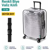 Trink Çanta Şeffaf Valiz Koruyucu Kılıf ve Valiz Kemeri * 1'er Adet * Siyah - Büyük