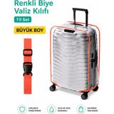 Trink Çanta Şeffaf Valiz Koruyucu Kılıf ve Valiz Kemeri * 1'er Adet * Turuncu - BÜYÜK