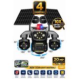 Trio-459 4 Kameralı 20Mp 4G Sim Kartlı Güvenlik Kamerası Çift Solar Panelli Güneş Enerjili Kamera