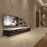 Trio 4s Mdf Tv Ünitesi Tv Sehpası - Beyaz - Siyah Mermer - Beyaz - Siyah Mermer