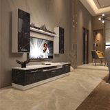 Trio 5d Mdf Tv Ünitesi Tv Sehpası - Beyaz - Siyah Mermer - Beyaz - Siyah Mermer