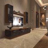 Trio 5d Mdf Tv Ünitesi Tv Sehpası - Ceviz - Siyah Mermer - Ceviz - Siyah Mermer