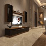 Trio 5ds Mdf Tv Ünitesi Tv Sehpası - Ceviz - Siyah - Ceviz - Siyah