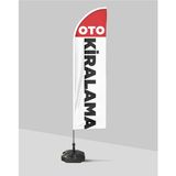 Trio Avm Oto Kiralama Yazı Baskılı Yelken Bayrak + Direk + Duba 100 x 300 cm