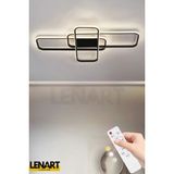 Trio Model Yüksek Aydınlatmalı 85 x 65 cm Büyük Ebat Kumandalı 3 Renk Aydınlatmalı Tavan Modern LED Avize - Siyah