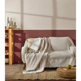 Trio Natural Keten Koltuk Örtüsü - Şalı - 170 x 210 cm - Bej