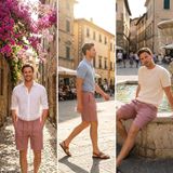 trio resort store erkek keten şort (gül kurusu, 34)