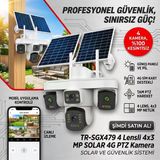 Trio Sgx-479 4 Kameralı Çift Solar Güneş Panelli Kamera Sim Kartlı Güvenlik Kamerası Ptz Gece Görüş