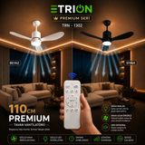 Trion TRN-1303 110 cm Kumandalı LED Tavan Vantilatörü (SİYAH) - Siyah