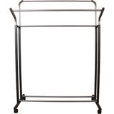 Trioport Ayarlı Paslanmaz Metal Elbise Askılık Tekerlekli Portatif Eşek Vitrin Raf Modern Tasarım 150 cm Yükseklik