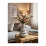 triora Bohem Stil Burgulu Vazo - Toprak Tonları Salon Dekoru minimalist, modern vazo 24cm yükseklik x 17cm genişlik