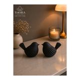 triora Çiftli Dekoratif Kuş Biblosu – Minimal Modern Masaüstü Obje | 2'li Premium Set | 8 x 12 cm