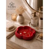 Triora Design Flora Organizer | 24.5 cm Dekoratif Takı ve Aksesuar Düzenleyici | 3D Baskı Premium Masa & Banyo Organizeri | - Kırmızı