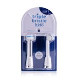 Triple Bristle Çocuk Sonic Diş Fırçası Yedek Başlıkları | Patentli 3 Fırça Başlığı Tasarımı | Açılı Kıllar Her Dişi Temizler | Çocuk Boyutlu Elektrikli Fırça Başı Dolumu | Pantolon Askısı ile Güvenli | 2'li Paket