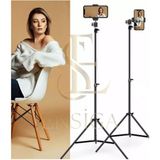 Tripod 2.1 mt 360 Döner Başlıklı Telefon Tutucu Ring Light Metal Işık Stüdyo Lamba Ayağı