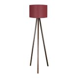 Tripod Abajur Yuvarlak Kumaş Bordo Başlık Kahve Ayak Ly536