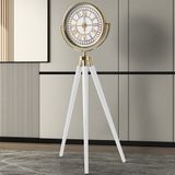 Tripod Ahşap Saat Gold-Beyaz Beyaz Ayak