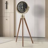 Tripod Ahşap Saat Gold-Siyah Ceviz Ayak