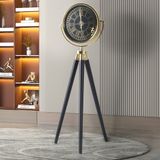 Tripod Ahşap Saat Gold-Siyah Siyah Ayak