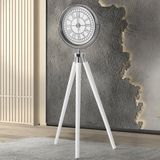 Tripod Ahşap Saat Gümüş-Beyaz Siyah Ayak