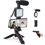 Tripod, Selfie, Video Üretimi için Kit, Stand, Uzaktan Kumandalı Mikrofon Led Işık ve Mini Tripod Telefon Vlog Video Kayıt için aradığınız herşey bu kutuda AY-49