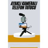 Tripod Telefon Tutucu Kumandalı Mikrofon LED Işık Vlog Video Kayıt ( Lisinya )