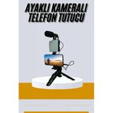 Tripod Telefon Tutucu Kumandalı Mikrofon Led Işık Vlog Video Kayıt P59921s7603