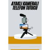 Tripod Telefon Tutucu Kumandalı Mikrofon Led Işık Vlog Video Kayıt