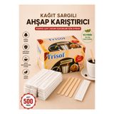 Trisof Kağıt Sargılı Tahta Ahşap Çay Kahve Karıştırma Çubuğu 500 Adet