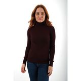 Trist Star Bordo Fitilli Kadın Balıkçı Yaka Yün Triko Kazak TRIST-6157 - M