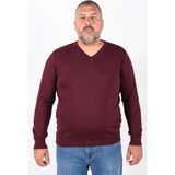 Trist Star Büyük Beden Erkek Bordo %100 Pamuk V Yaka Kazak TRIST-2102 - 2XL