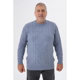 Trist Star Büyük Beden Erkek Düz Yaka Havacı Renk Bisiklet Yaka Yün Kazak - 3XL