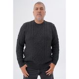 Trist Star Büyük Beden Erkek Düz Yaka Havacı Renk Bisiklet Yaka Yün Kazak - 5XL