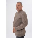 Trist Star Büyük Beden Erkek Düz Yaka Sütlü Kahve Yün Kazak Bisiklet Yaka TRIST-2121 - 4XL