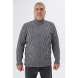 Trist Star Büyük Beden Erkek Koyu Gri Balıkçı Yaka Kazak Kışlık Tasarım %70 Yün Konforlu - 4XL