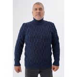 Trist Star Büyük Beden Erkek Lacivert Balıkçı Yaka Kazak %70 Yün Kışlık Konforlu Tasarım - 6XL