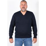 Trist Star Büyük Beden Erkek Lacivert V Yaka Kazak TRIST-2102 %100 Pamuk Günlük Stil - 4XL