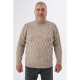 Trist Star Büyük Beden Erkek Vizon Balıkçı Yaka Kazak %70 Yün Kışlık Rahat Siluet - 5XL
