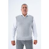 Trist Star Büyük Beden Koyu Gri V Yaka %100 Pamuk Erkek Süveter Trıst-2103